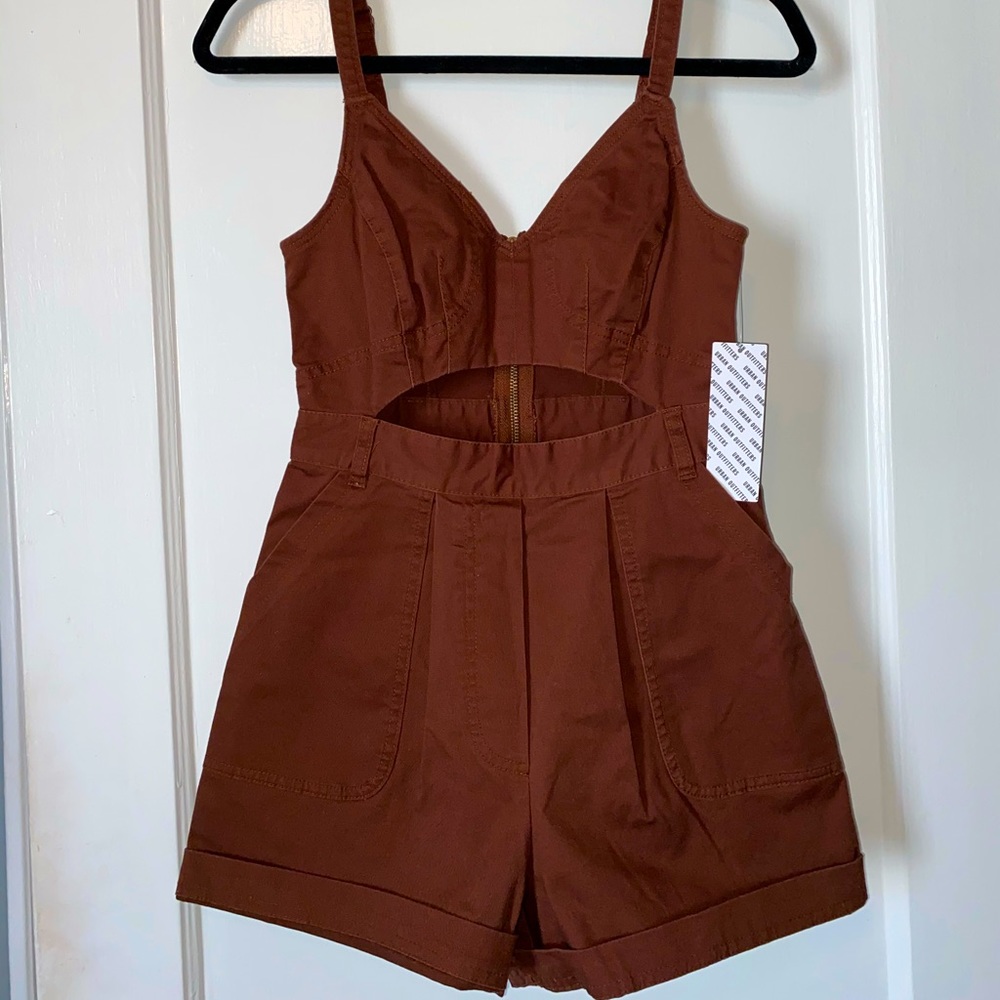 Urban Outfitters Brown Denim Cut Out Romper